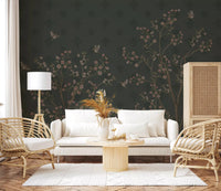 Hallway Emerald Bloom & Flight Wall Mural with flowering trees, GD8974