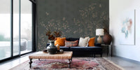 Floral mural with flying birds and elegant tree branches, GD8974