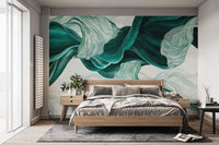 High-Quality Emerald Abstract Mural
