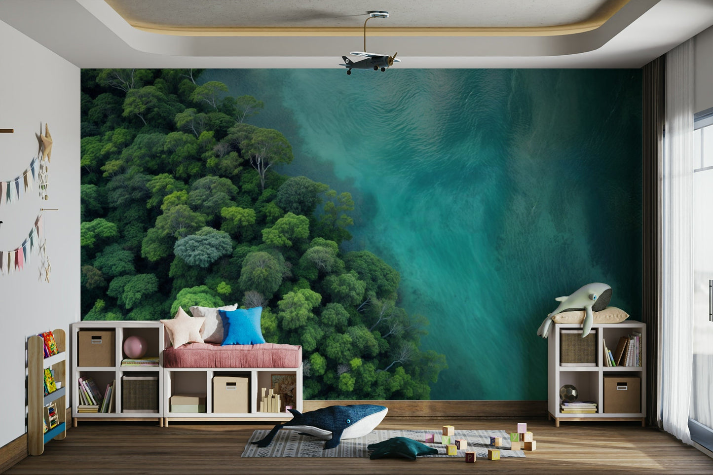 The image shows a quiet coastal or island landscape.

