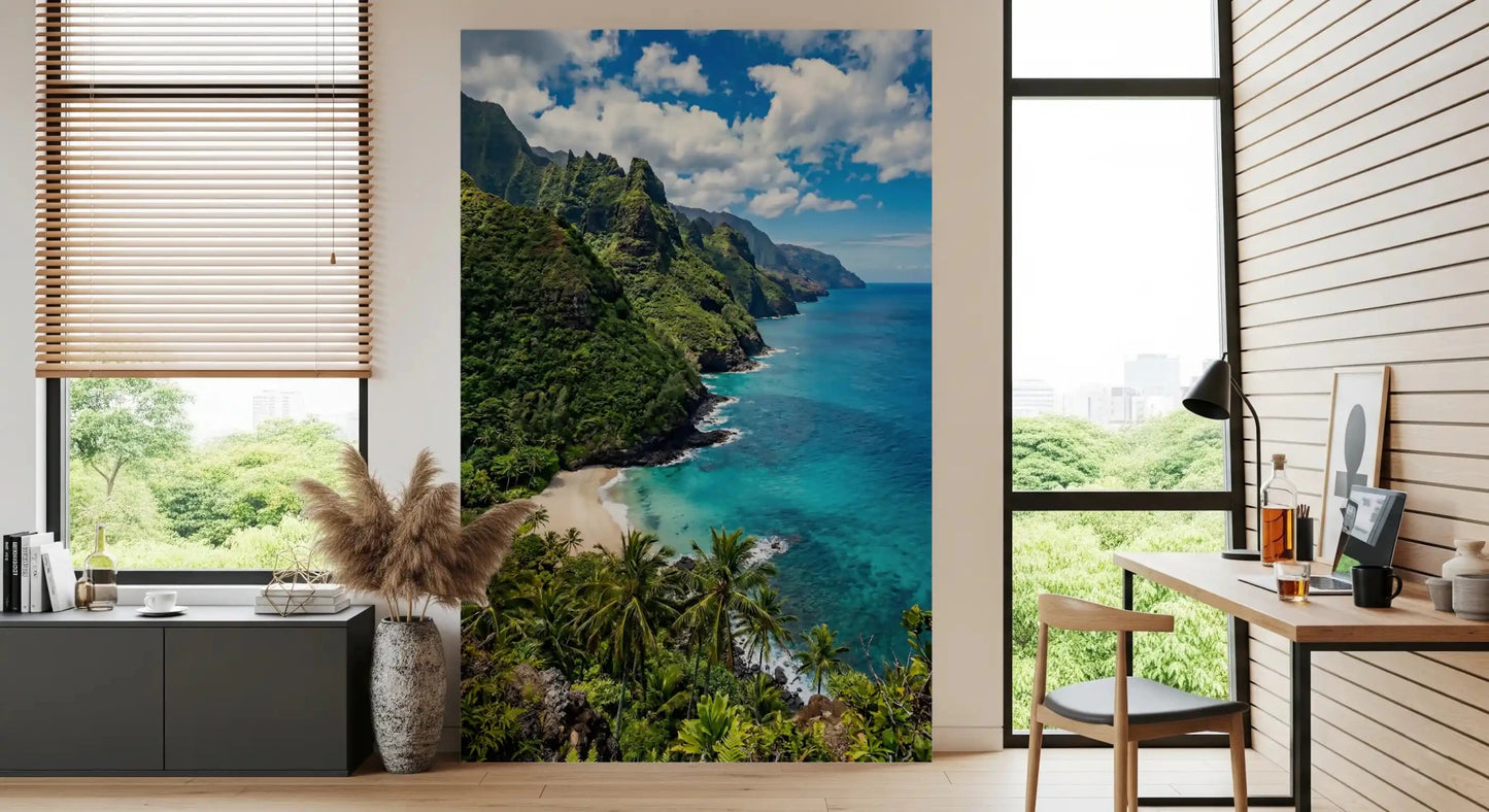 Emerald Cliffs, Turquoise Waters Wall Mural