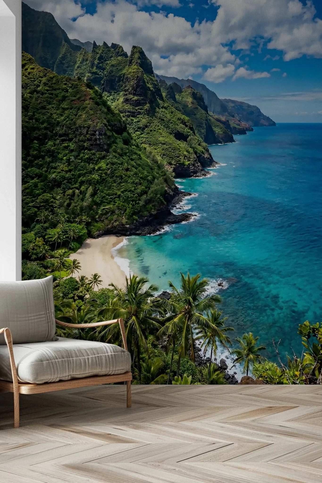 Emerald Cliffs, Turquoise Waters Wall Mural