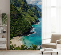 Emerald Cliffs, Turquoise Waters Wall Mural