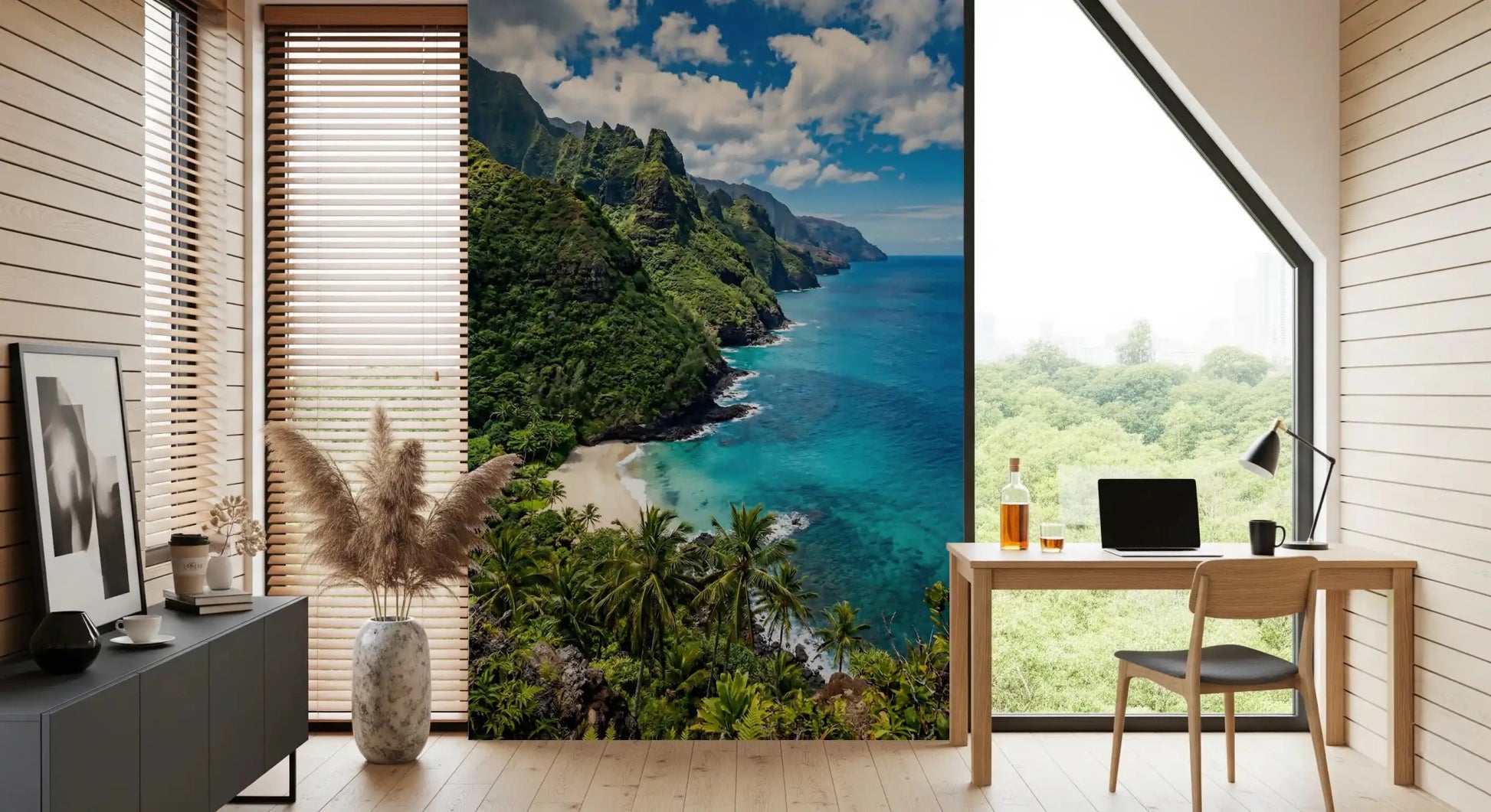 Emerald Cliffs, Turquoise Waters Wall Mural