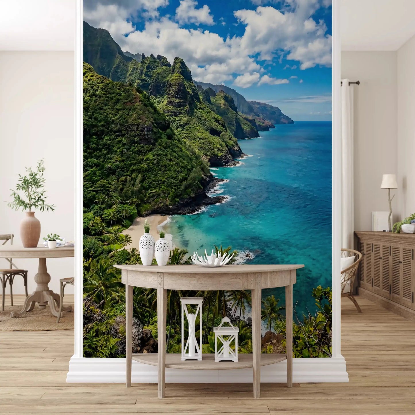 Emerald Cliffs, Turquoise Waters Wall Mural