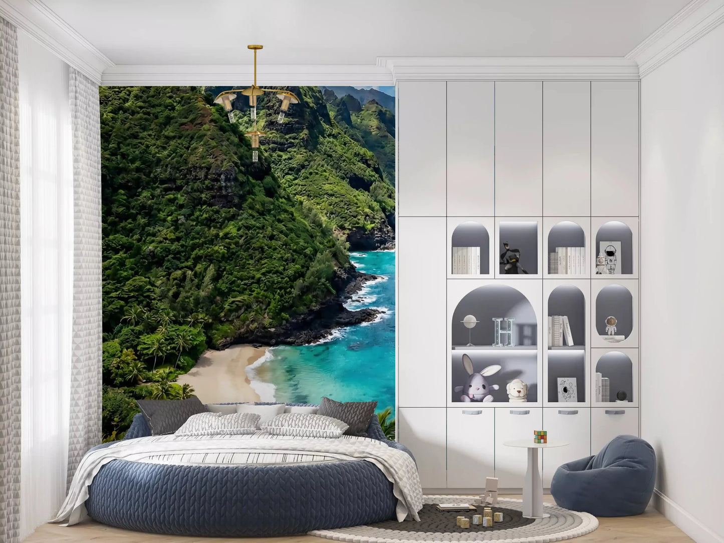 Emerald Cliffs, Turquoise Waters Wall Mural