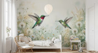 Emerald Dance in Watercolor Meadow Wall Mural