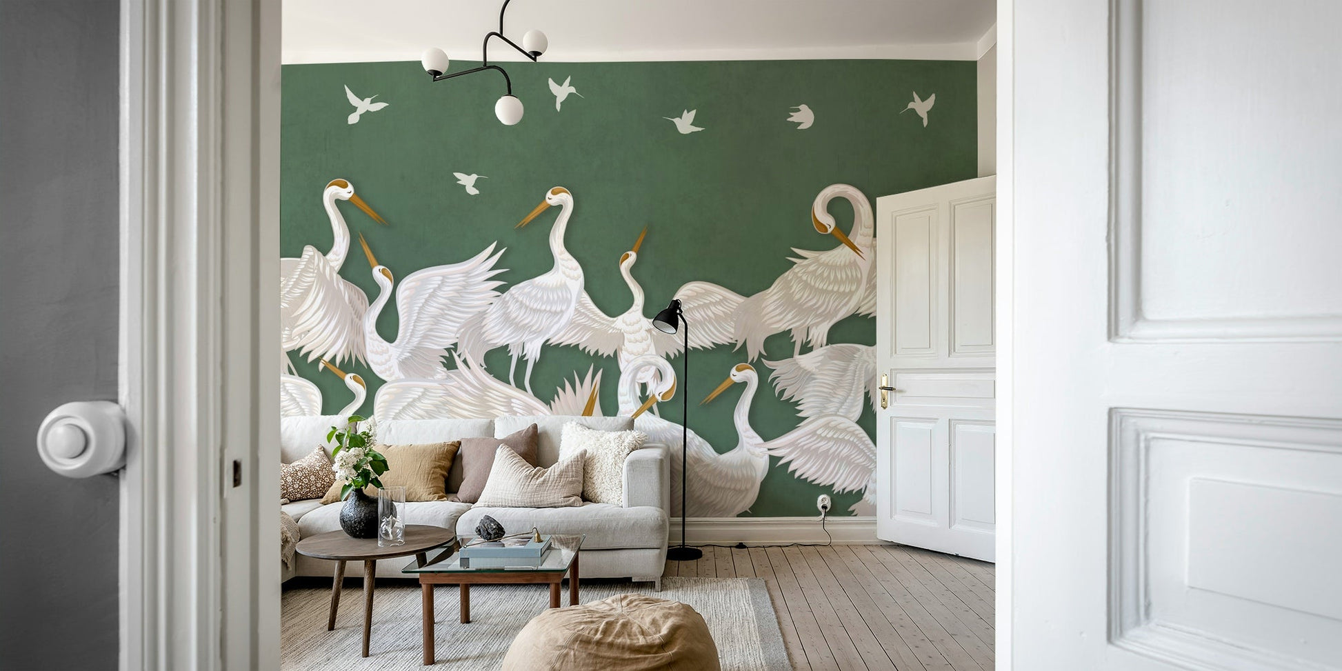 The colors are gentle and soft, with a natural, emerald and neutral palette.


