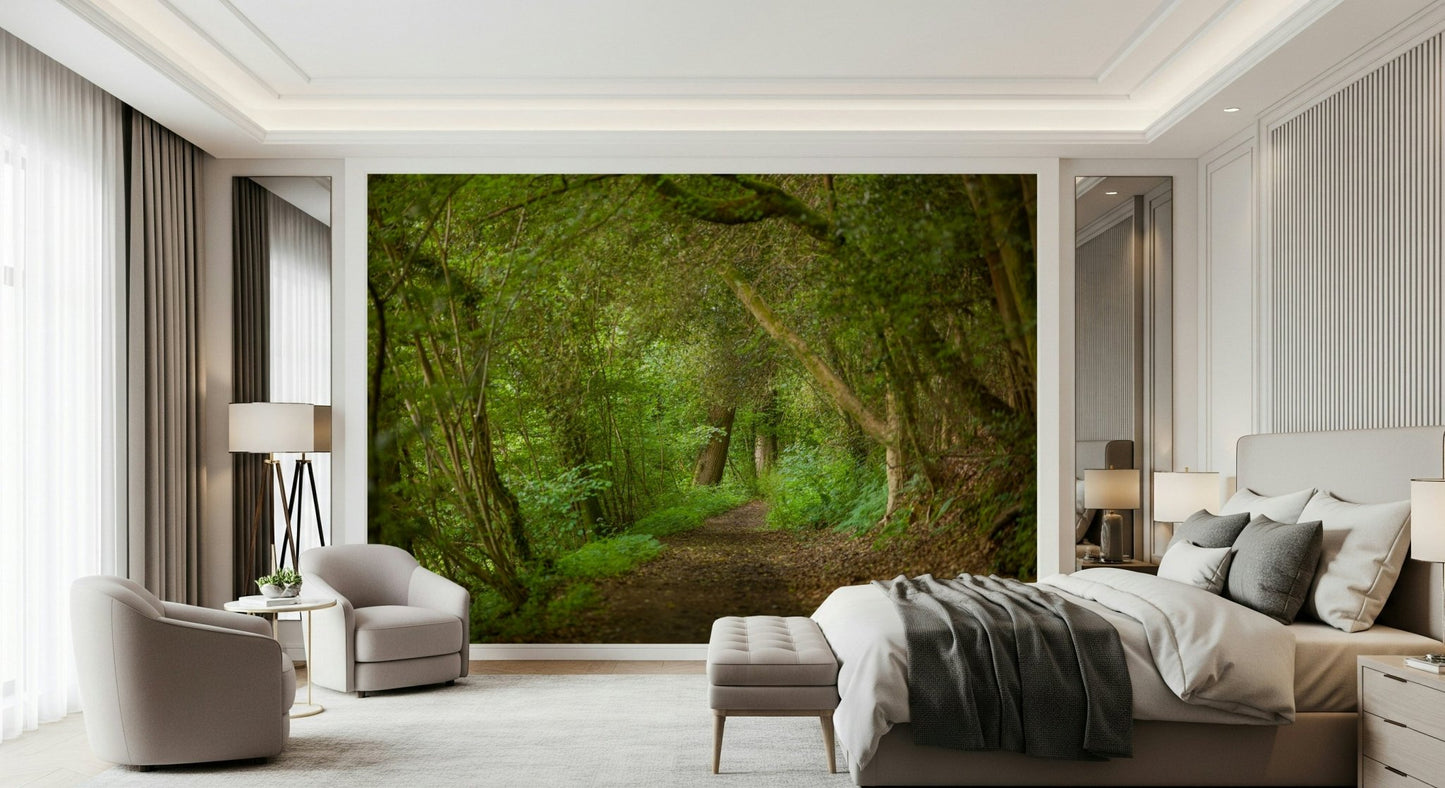 Dense leafy canopy on the Emerald Forest Journey Wall Mural.