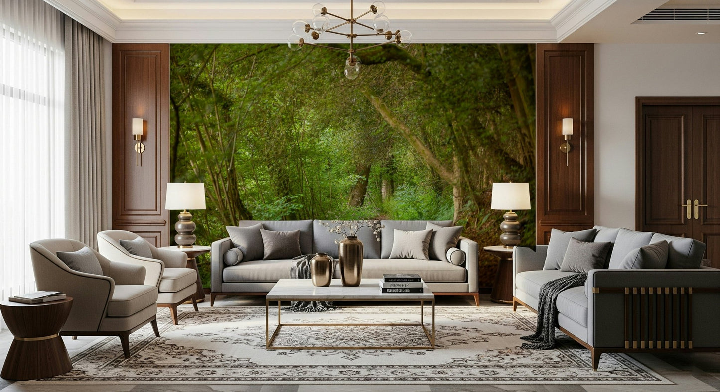 Large fern leaf element on Emerald Forest Journey Wall Mural print.
