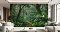 Lounge space showcasing the Emerald Forest wall muralGD9516