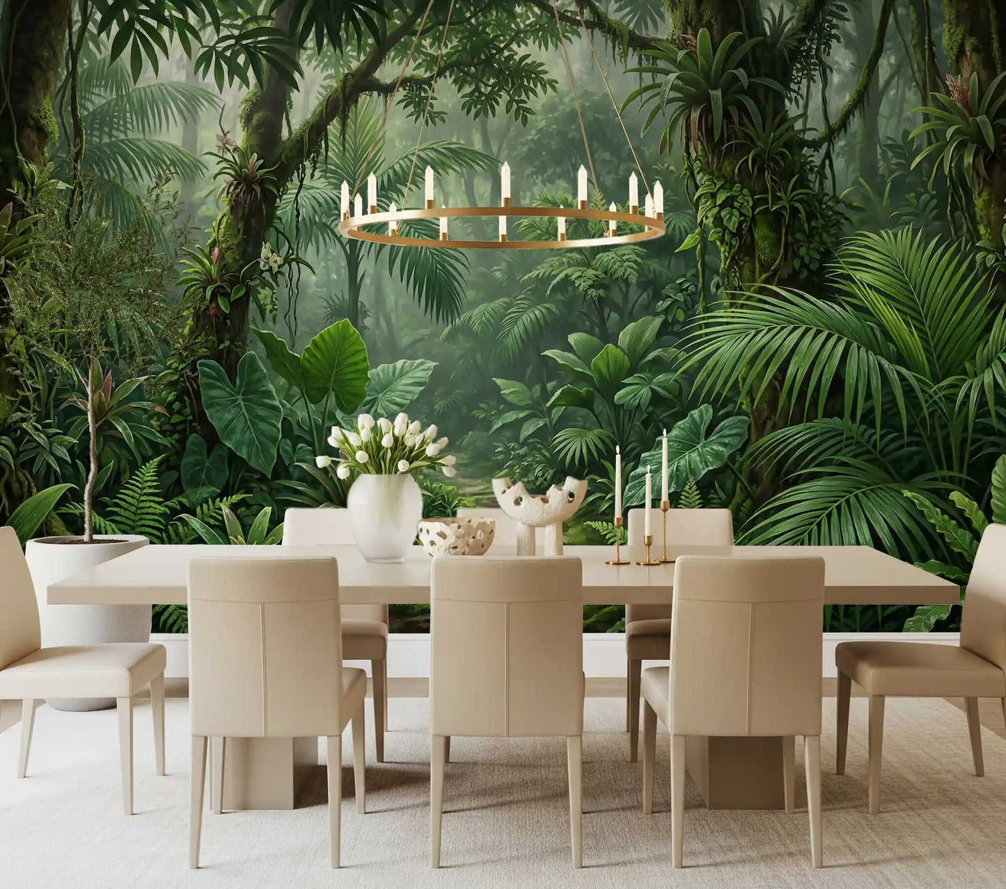 Modern dining room featuring the Emerald Forest Trail wall muralGD9516
