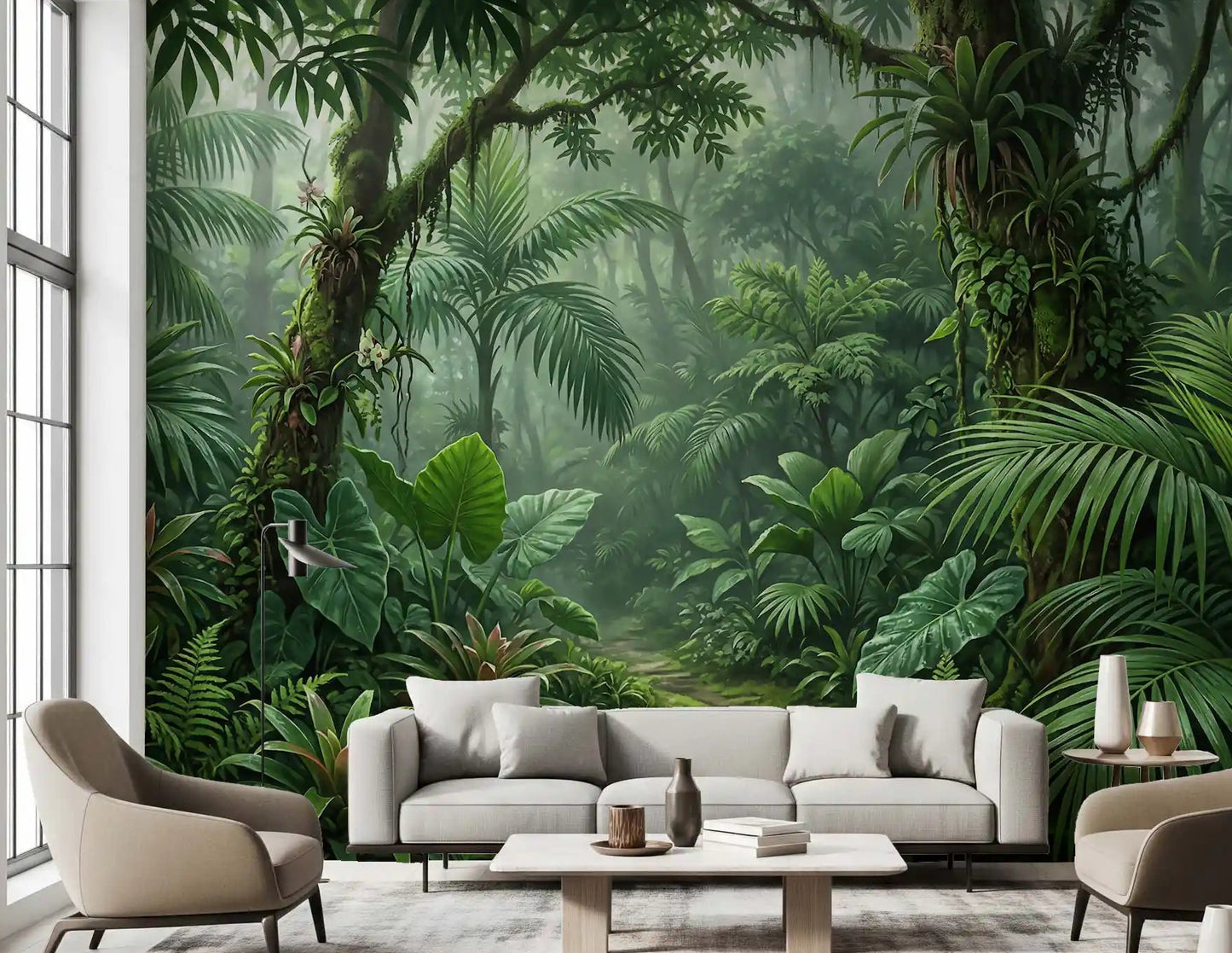 Lush tropical leaves on the Emerald Forest Trail wall muralGD9516
