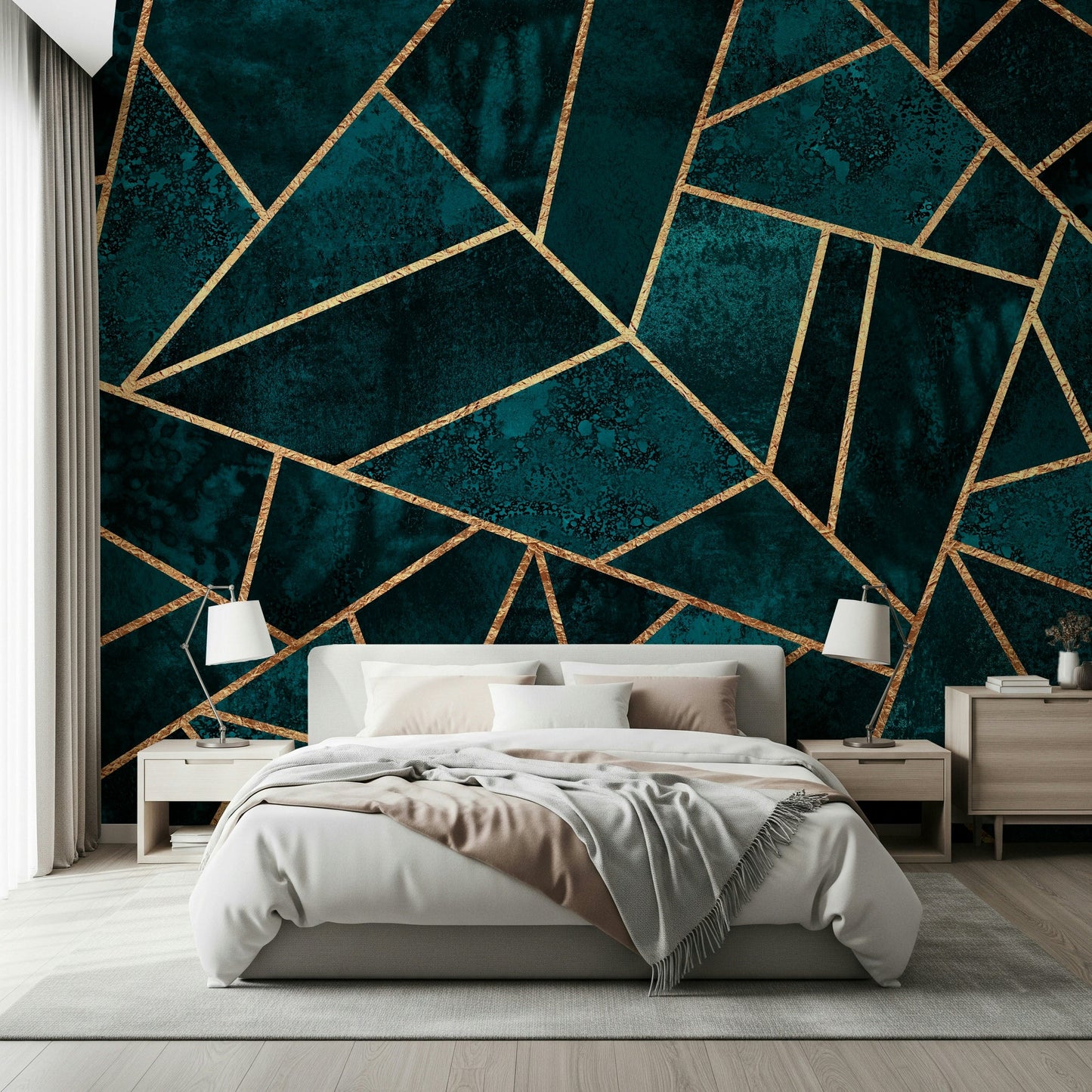 A classic abstract block wallpaper for walls with gold foil., GD5501