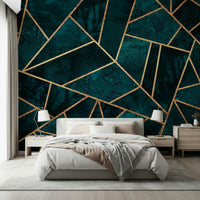 A classic abstract block wallpaper for walls with gold foil., GD5501