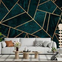A serene abstract pattern wall mural with gilded accents., GD5501