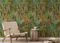 Stylish Emerald Jungle wallpaper with a dynamic, tropical vibe.
