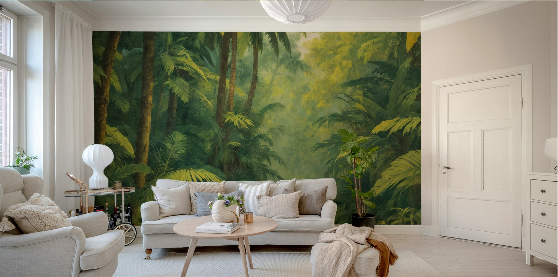 The stream and jungle are a central focus of the image.

