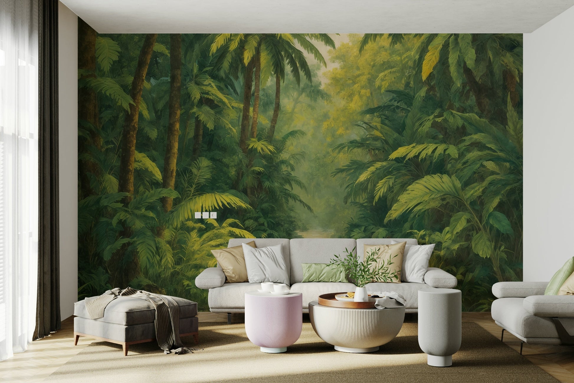 The colors are soft, muted tones of emerald green and blue.

