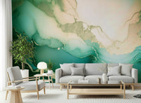 Shades of malachite defining the captivating Emerald Marble Hues Wall Mural.