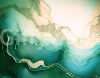 Wall corner view of the swirling movement in the Emerald Marble Hues Wall Mural.