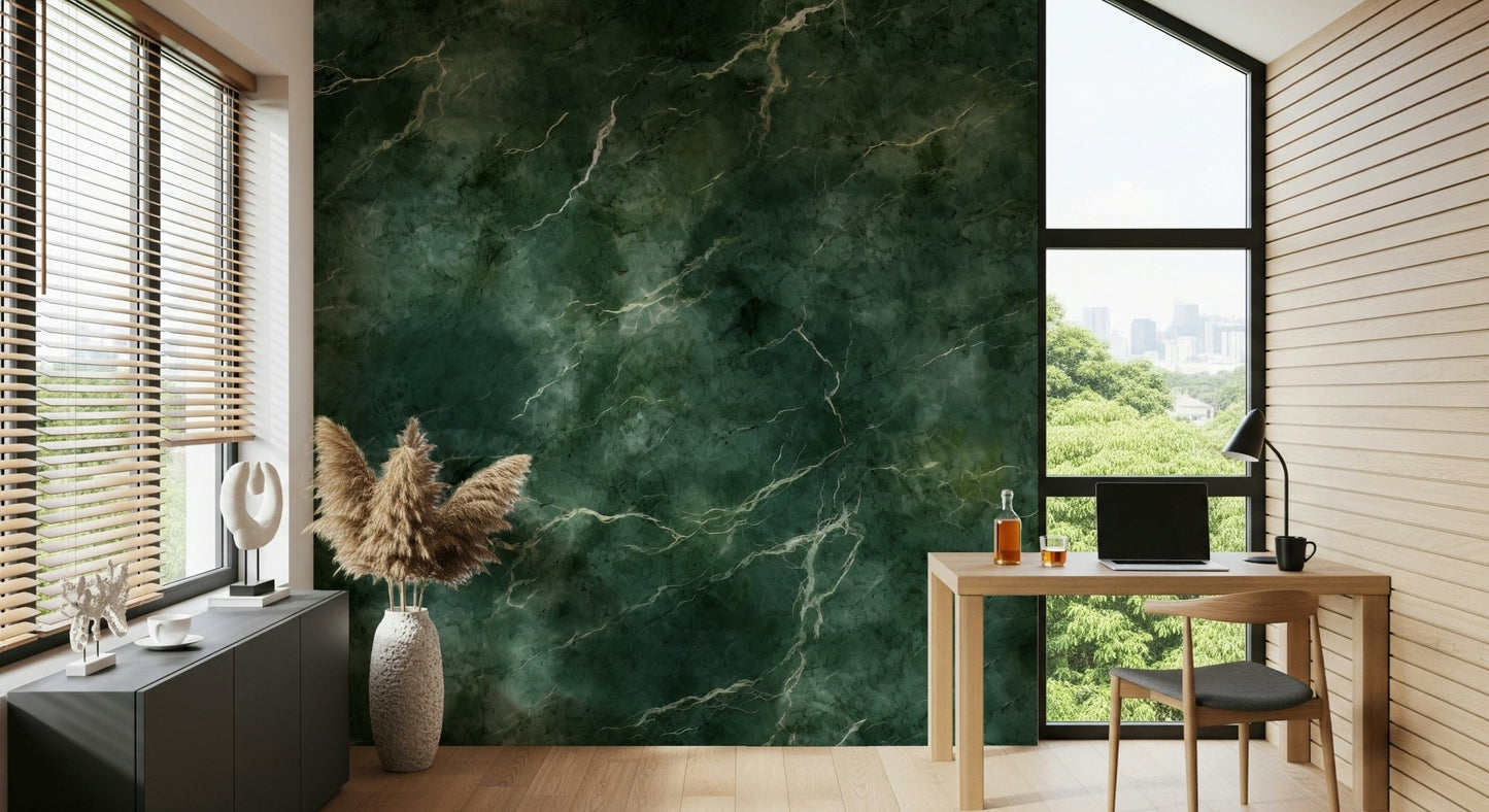 A calming abstract design wallpaper mural that defines a space.