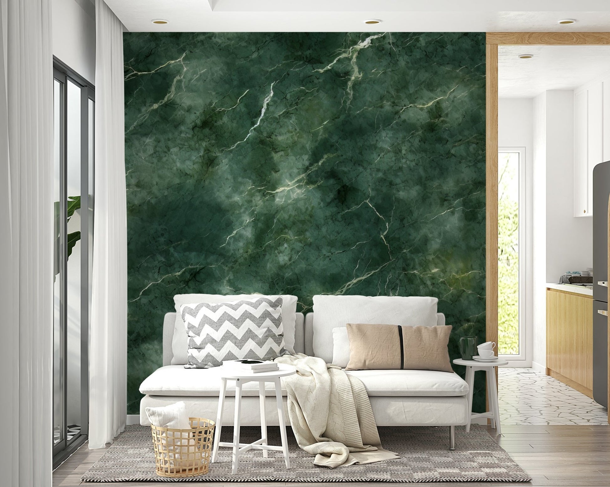 An artistic minimalist form mural for home decor.