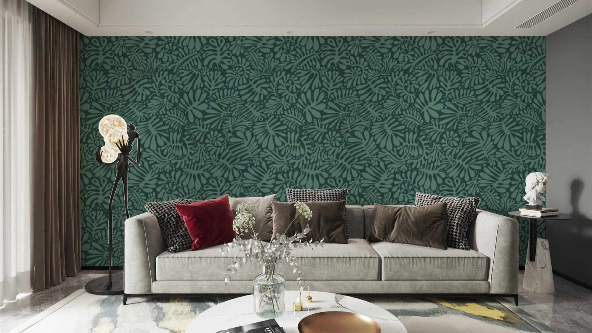 Emerald Matisse Foliage peel and stick wallpaper, AN77