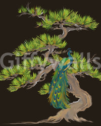 Layered greens, teals, and golds fight for attention across this Japanese wall muralGD9495