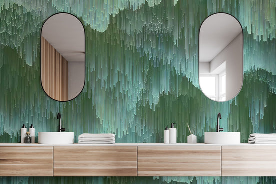 Green aesthetic emerald rain wallpaper for a chic room upgrade. C392