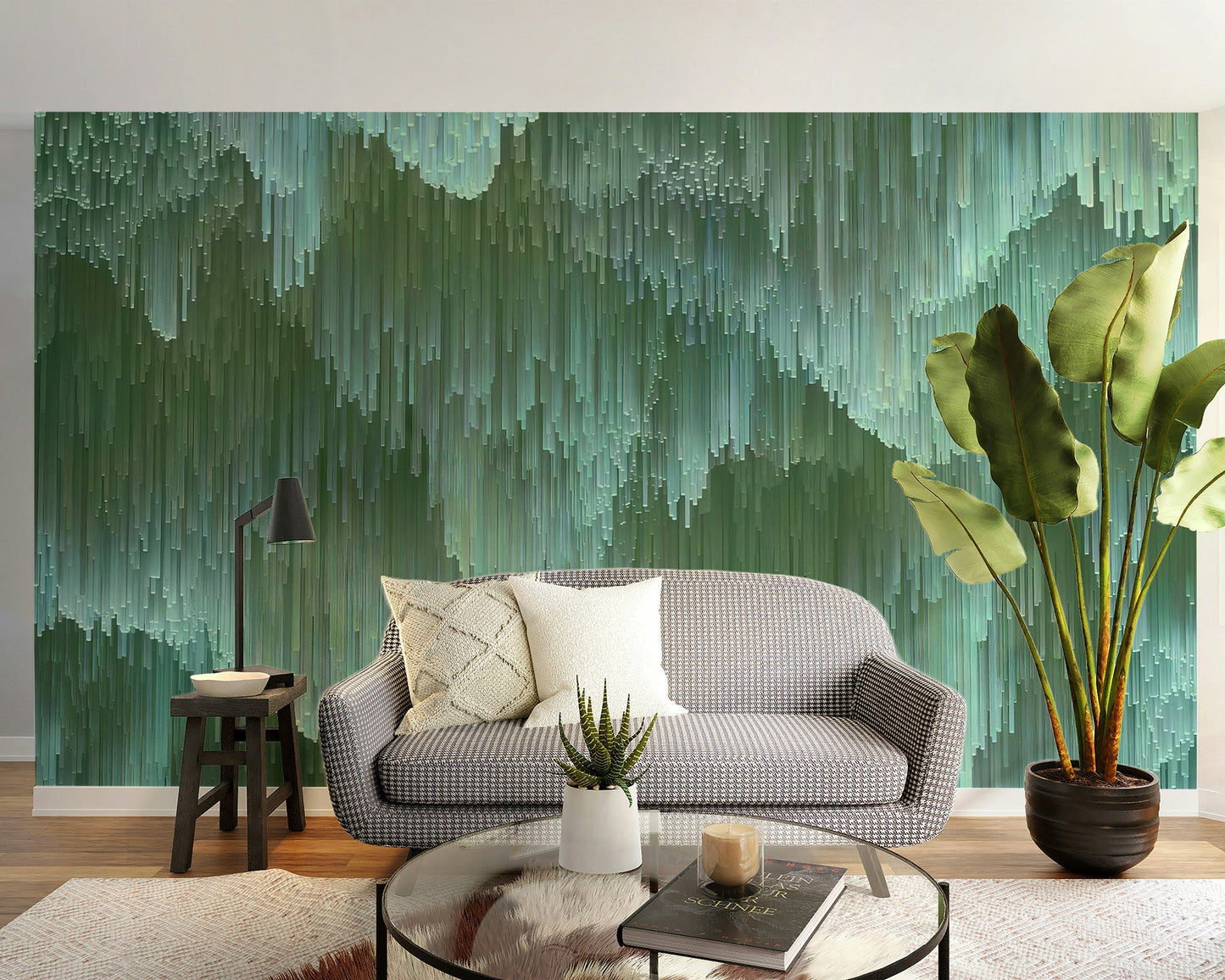 Emerald Rain Aesthetic Mural - Giffywalls