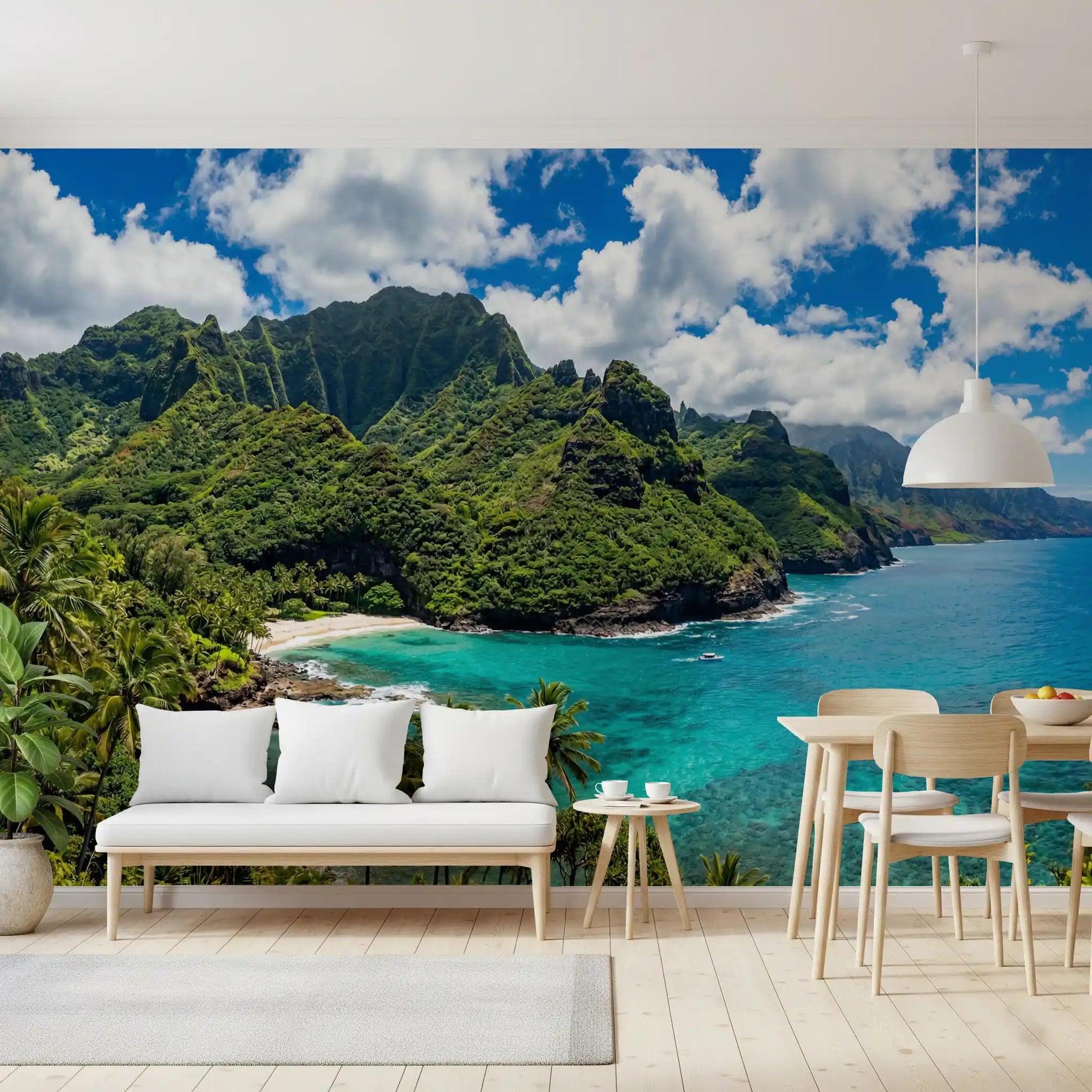 Tropical coast wall mural showing emerald shores and bright turquoise sea, GD9028