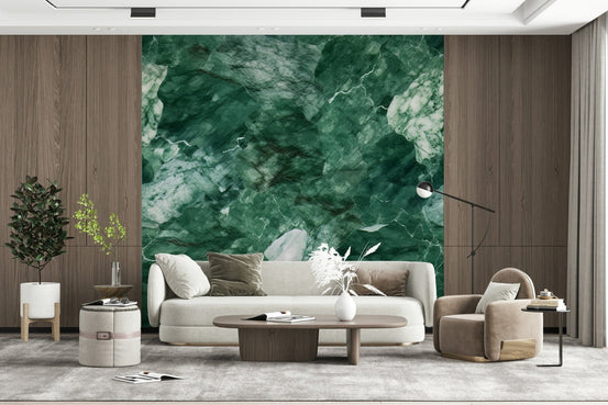 A beautiful subtle emerald stone wallpaper mural with natural, rich green texture., GD6034