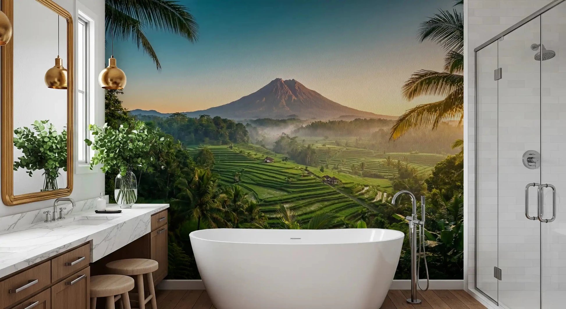 Emerald Terraces & Volcanic Dawn Wall Mural