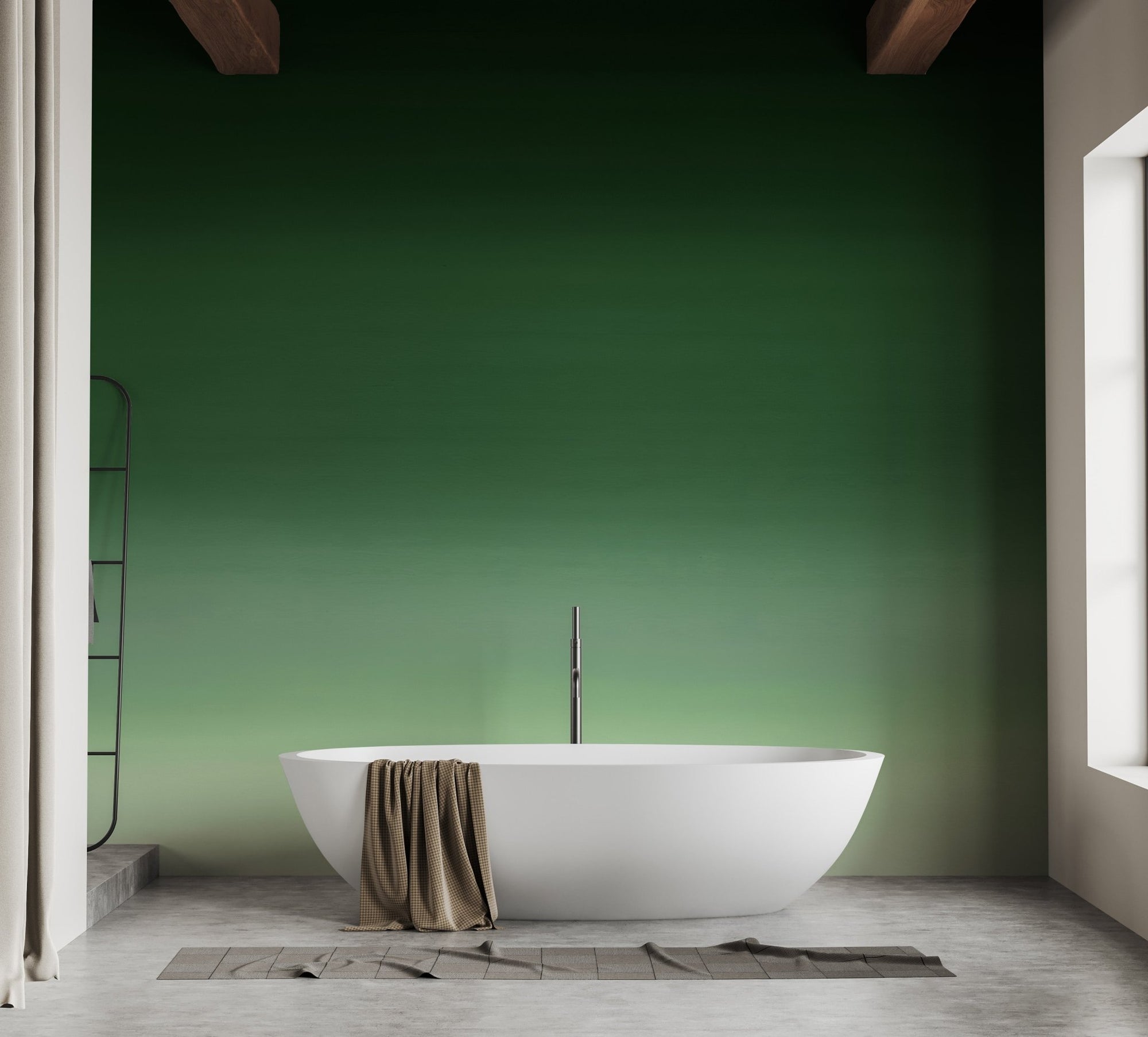 Emerald whisper gradient wallpaper for a serene bathroom oasis. C393