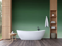 Elegant emerald gradient wallpaper for a spa-like bathroom vibe.