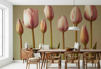 Wallpaper for walls with soft pink tulip buds Emerging Elegance.