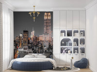 City view wall mural with tall buildings for modern interiors