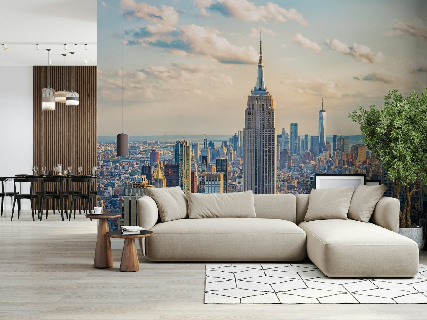 Empire State Majesty wall mural highlighting historic towers.