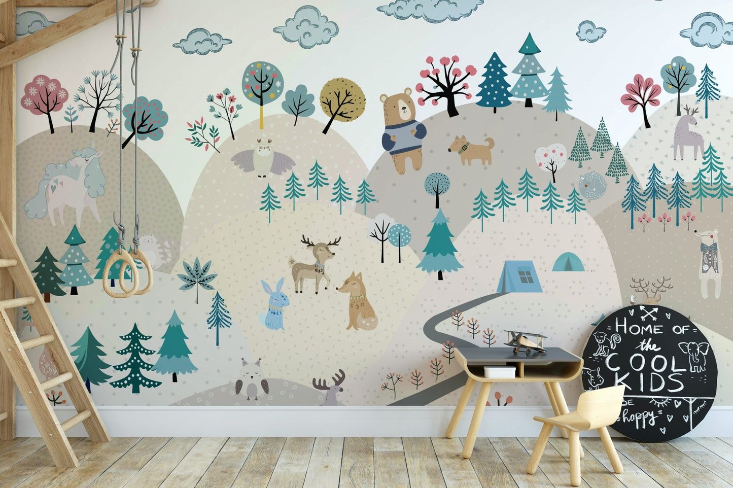 The animals have happy, gentle expressions.

