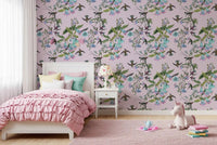 Enchanted floral bird wallpaper with Aviary vines and soft detail, GD9341