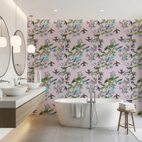 Enchanted Flowers wallpaper in bathroom with lilac floral branches, GD9341
