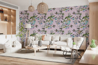 Enchanted bird wallpaper with Aviary Flowers and trailing vines, GD9341