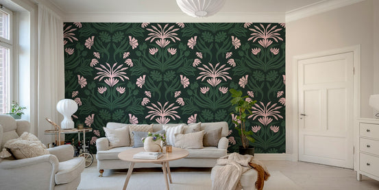 Enchanted Bloom Wallpaper featuring soft pastel flowers, GD2340