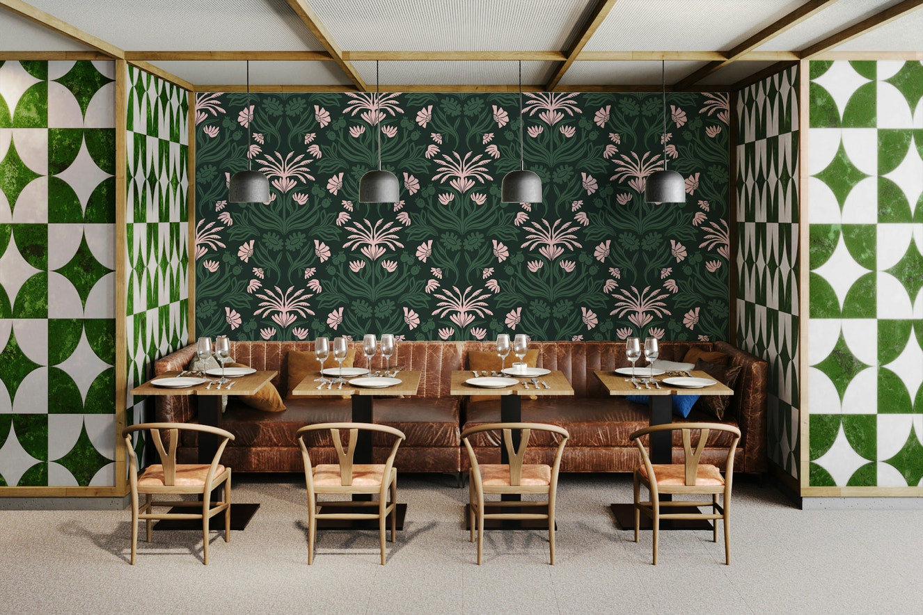 Delicate pink, purple, and green blooms creating a serene atmosphere

