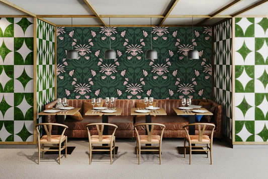 Delicate pink, purple, and green blooms creating a serene atmosphere

