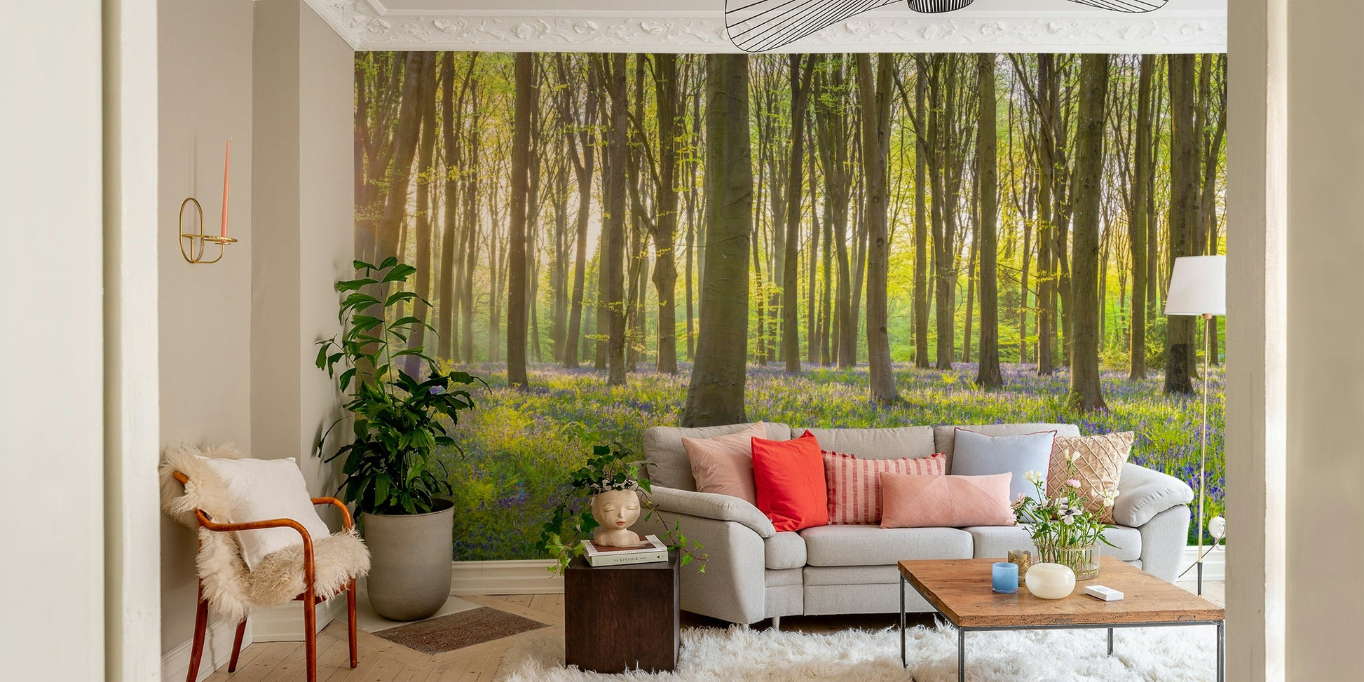 Enchanted Bluebell Glade wall mural design

