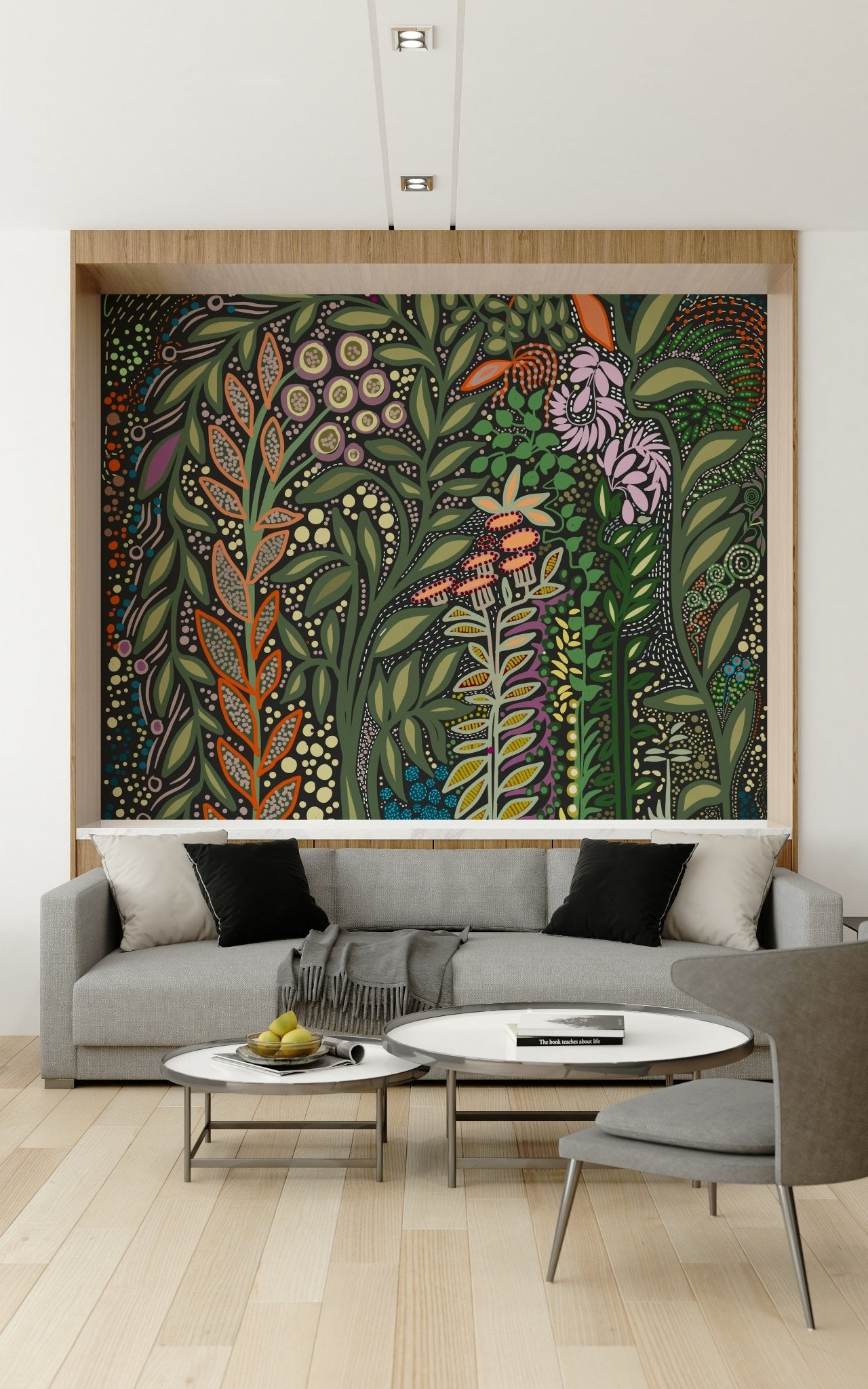 A calming abstract design wallpaper mural that defines a space., GD6016