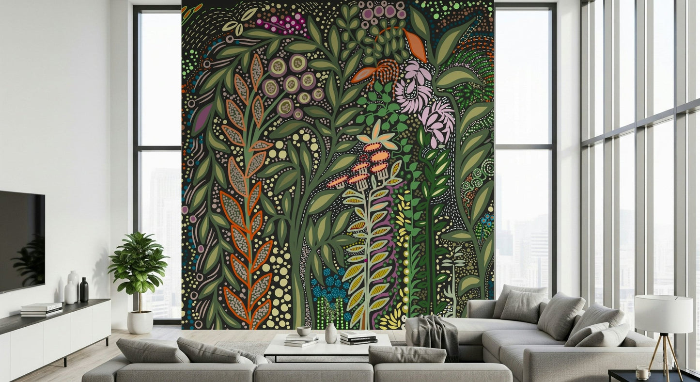 A contemplative gentle design wallpaper mural for a feature wall., GD6016
