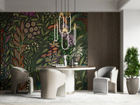 A graceful subtle pattern wall mural in rich, tropical tones., GD6016